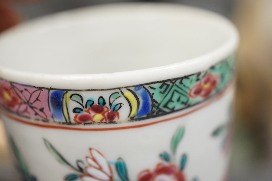 A near pair of Chinese famille rose ‘double pheasant’ coffee cups, early Qianlong period